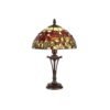Lampe style Tiffany avec un pied ajouré et abat-jour décor de fleurs rouges