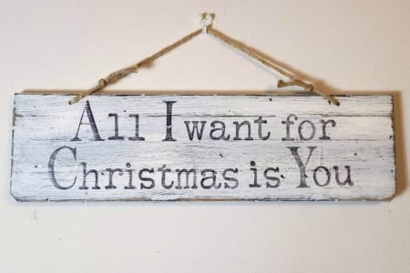 Panneau en bois peint All I Want For Christmas I You ©Le Marché de la Puce